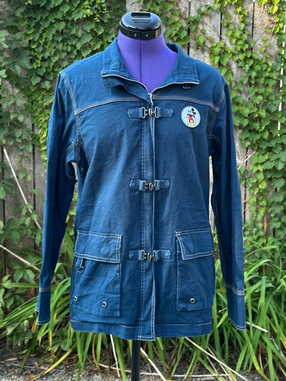 Large vintage Disney Blue Utility Shirt Jacket Contrast Stitching